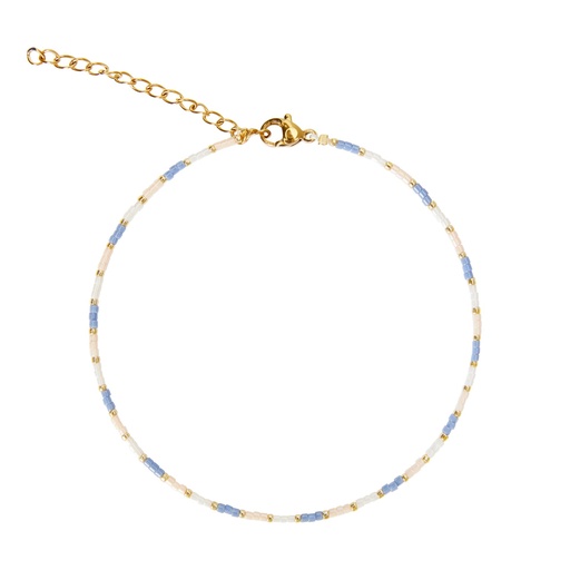 [607706] HCA - elastisches Fußkettchen - Follow your dreams - Miyuki-Perlen - blau