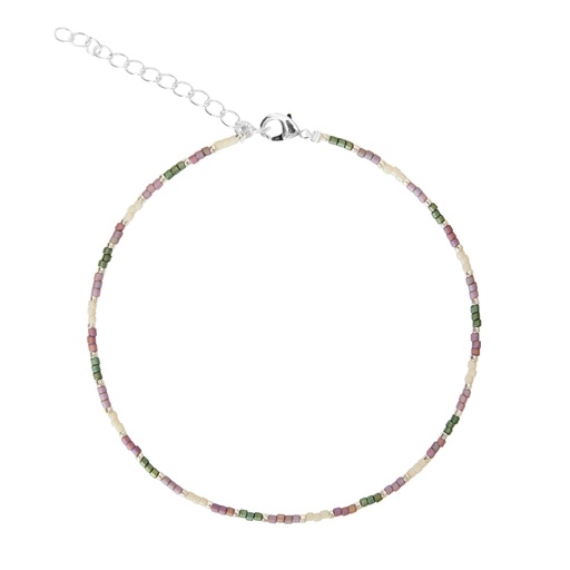 [607715] HCA - elastisches Fußkettchen - Follow your dreams - Miyuki-Perlen - Lila/grün