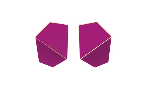 [FW-traffic-purple] Lisa Kroeber Jewellery Art - Earrings Folded wide - Traffic Purple 