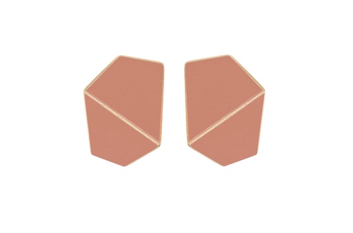 [FW3012] Lisa Kroeber Jewellery Art - Earrings Folded wide - Beige Red