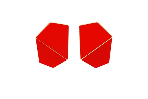 [FW-traffic-red] Lisa Kroeber Jewellery Art - Earrings Folded wide - Traffic Red