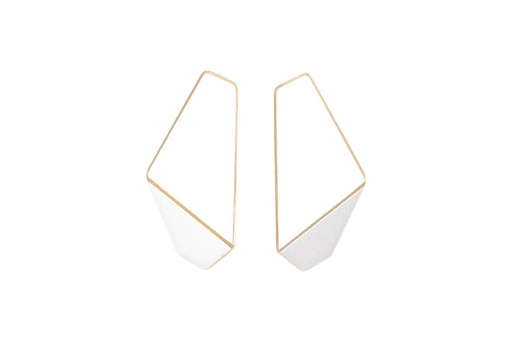[FS9003] Lisa Kroeber Jewellery Art - Earrings Folded slim - White