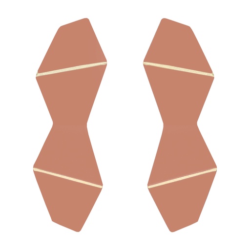 [DF3012] Lisa Kroeber Jewellery Art - Earrings Folded Double - Beige Red