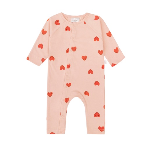 [1531066385-68] Lässig - Baby Schlafoverall - Bio Baumwolle, Herzen, Rosa - 62-68