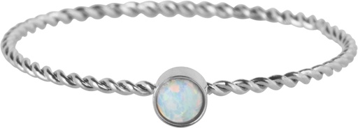 Charmins - R1460 - Turned Steel Birthstone Ring Opal