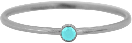 Charmins - R1476 - Steel Birthstone Ring December Turquoise