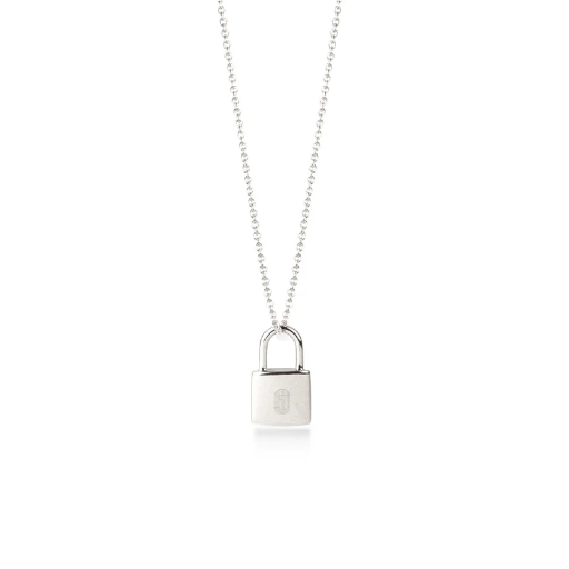 [40322] Jeberg Jewellery - Love Lock silver necklace gold 45cm anchor chain