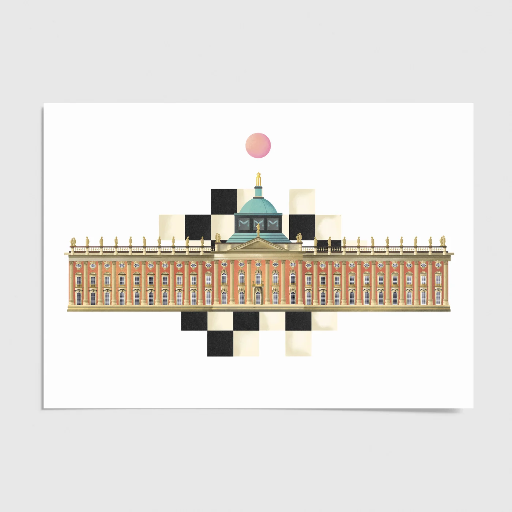 Luckycatstudio - Postkarte - Neues Palais, Potsdam