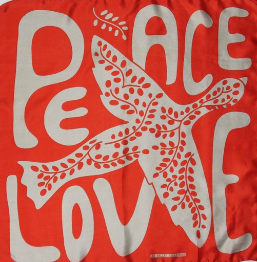 Les Belles Vagabondes - Seidentuch Mini Foulard Peace and Love orange