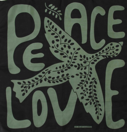 Les Belles Vagabondes - Seidentuch Mini Foulard Peace and Love Kaki