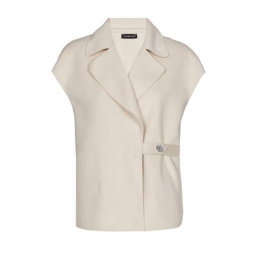Caroline Biss - Weste STRAIGHT-FIT SHORT BODY WARMER WITH ASYMMETRICAL FASTENING cream 