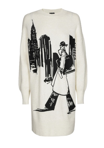 Caroline Biss - Short comfortable jersey dress with embroidery multi color