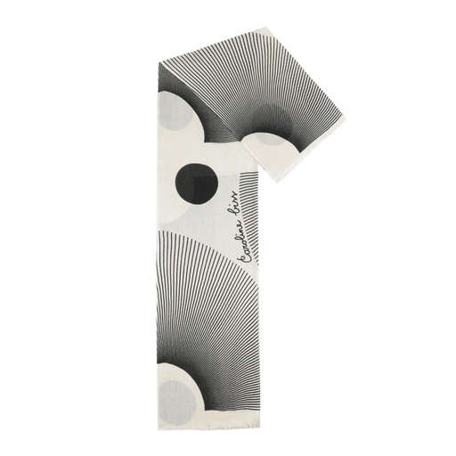 [4006-19] Caroline Biss - Scarf black white minimalist multi