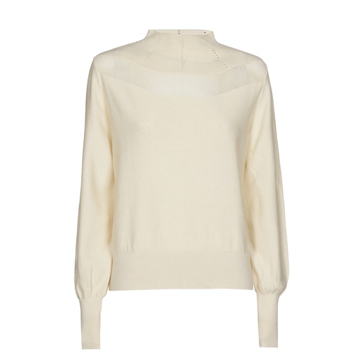 Caroline Biss - FINE KNIT LOOSE-FITTING PULLOVER WITH OPENWORK EFFECT cream