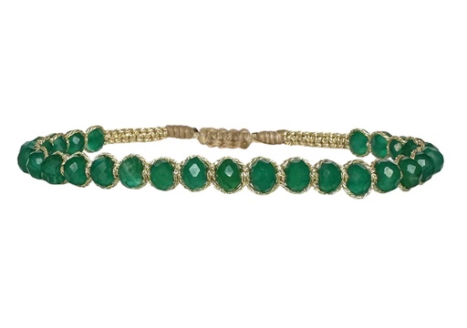 [BLMOON05-AW25] LeJu - Bracelet gold polyester threads with green glass beads