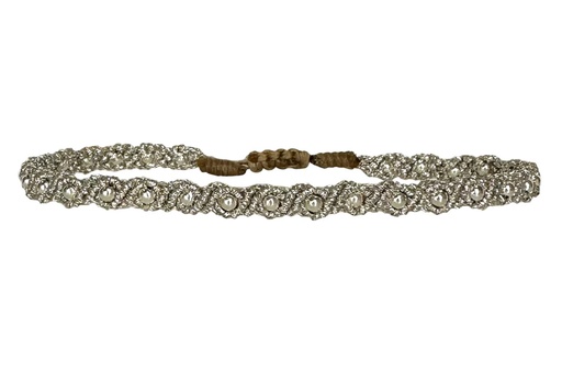 [BLSILVER07-AW25] LeJu - Bracelet silver metallic threads with silver glass beads