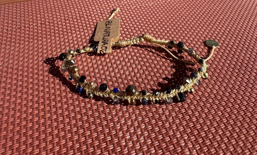[BLNATURA02-AW25] LeJu - Bracelet gold metallic threads with blue, grey, black, gold glass beads