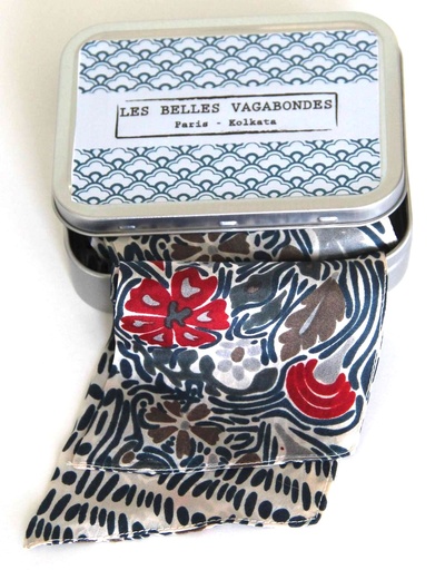 Les Belles Vagabondes - Seidenschal Bandeau Slash Jardin Anglais Bleu