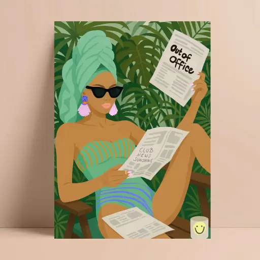 Hej Ibiza - Postkarte - Out of office (Frau)