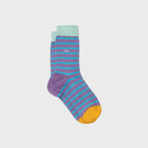 [RL26] Billybelt - Baumwollsocken wide striped gestreift - purple, light blue