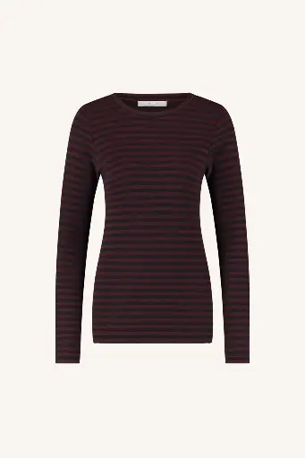 By Bar - Basic ls melange stripe top - 776 pecan