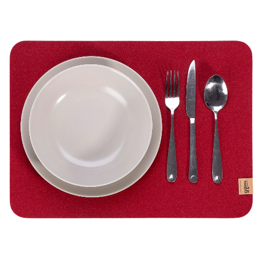 [16084-27] Maxx Factory / Kontor 28 - 2er Set Tischsets RUNDAD 4mm rPET - aus up-, recycling Filz - #27 kirschrot - Größe XXL 45x33 cm