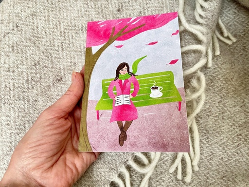 Elena Klein - Postkarte - Herbstliche Leseentspannung im Park