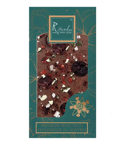 Ritonka - Premium Milchschokolade - Kirsche, Kürbiskerne, Salz 95g