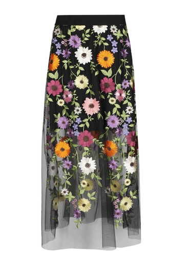 Caroline Biss - Sheer Tull midi skirt with embroidery