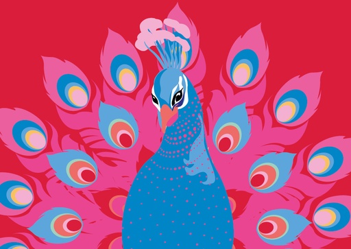 [lu443] Nobis Design - Postkarte - luminous - Pfau