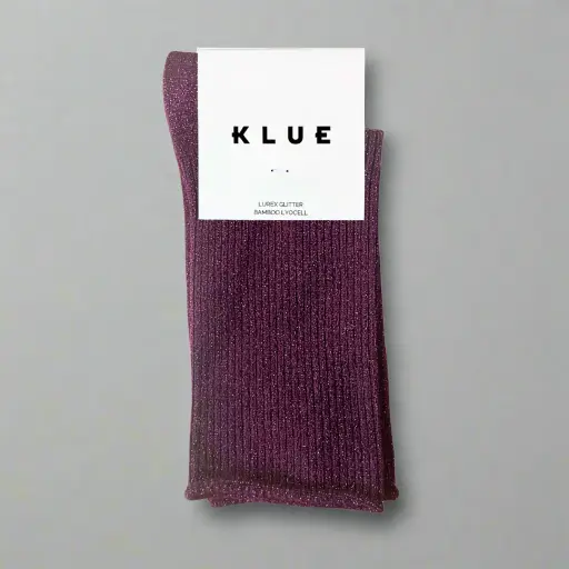 [KLWMNLSCKWINE] Klue - Glitter Lurex socks | Burgundy wine | eco-friendly lyocell