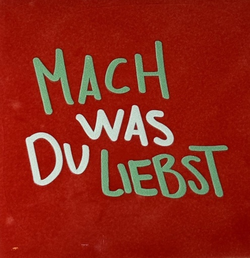 [D13.10.26575] Yett Tiles - Fliese/Untersetzer Mach was du liebst rot/mint (hellgrün)