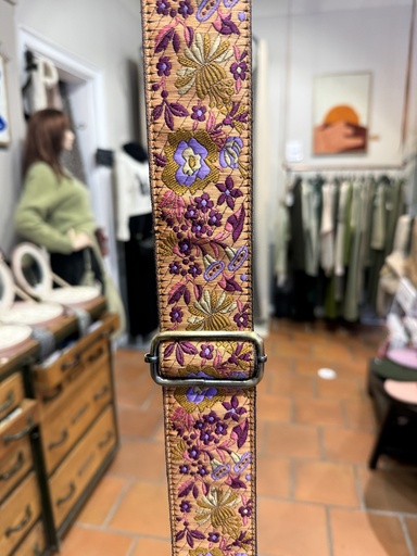 [8906039493887-2] Taschengurt Schultergurt Jacquard Flower Antic coral pink purple lilac