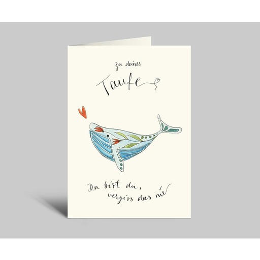 [SW10402] Annelis Art - Klappkarte mit Umschlag - Taufkarte, bunter Wal, Du bist du, vergiss das nie