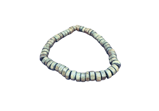 [P-HPA-FLBG] Portuguese - handgemachtes Holzperlen Armband - flache Perlen, blau grau