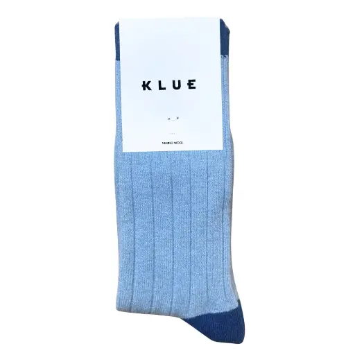 [KLMNBWSCKGRYBLU] Klue - Merino Wool Socks with Bands | Grey blue (light blue and marine blue)