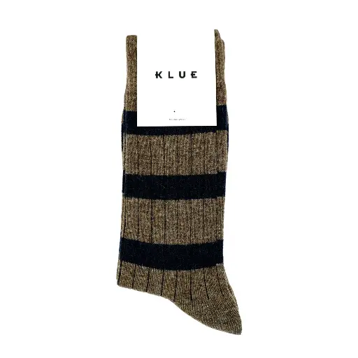 [KLMNSWSCKBRW] Klue - Merino Wool Socks with stripes | brown and black