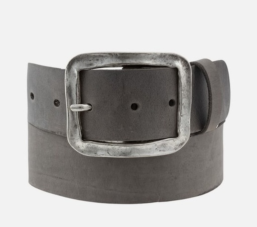 Amsterdam Heritage - Belt FRANS - breiter Ledergürtel mit antiker Schnalle - grau silber