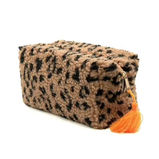 [BAGT-006] Mea Living - Kosmetiktasche eckig Teddy LEO braun/orange