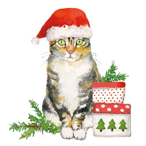 [3333781] PPD - Christmas Kitty Napkin 33x33