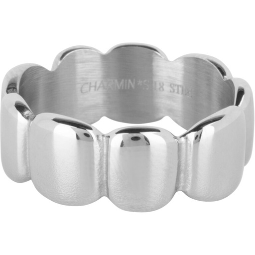 Charmins Ring - R1392 - Wide modern oval plates fantasy ring steel silver