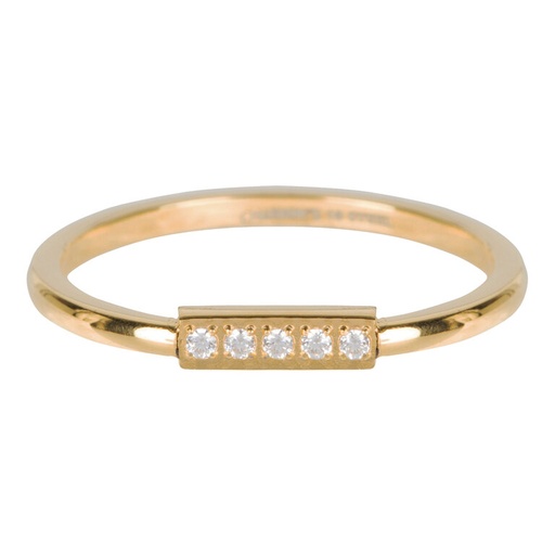 Charmins Ring - R541 - Golden tube crystal steel ring gold