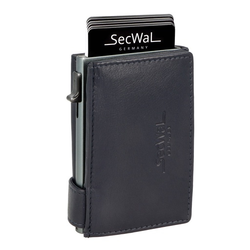 [SW3-09] SecWal - Kartenetui mit Geldbeutel XXL Münzfach Wiener Schachtel blau Leder
