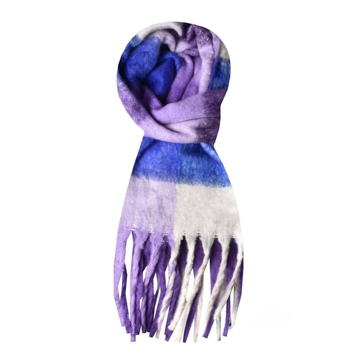 [SJA23419VIO] Großer Schal mit Fransen - Block violett lila