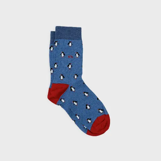 [CHA30] Billybelt - Baumwollsocken Animal PENGUIN gestreift - blue red