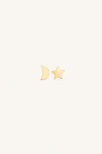 [17426309-750] By Bar - PD Star and moon earring - 750 gold