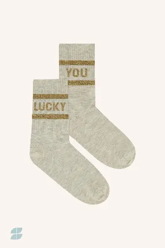 [25528407-750] By Bar - Lucky Sparkle Grey Socks - 750 gold