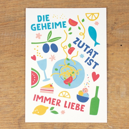 [2213183-8] Bow & Hummingbird - Postkarte - Die geheime Zutat ist immer Liebe - Recyclingpapier