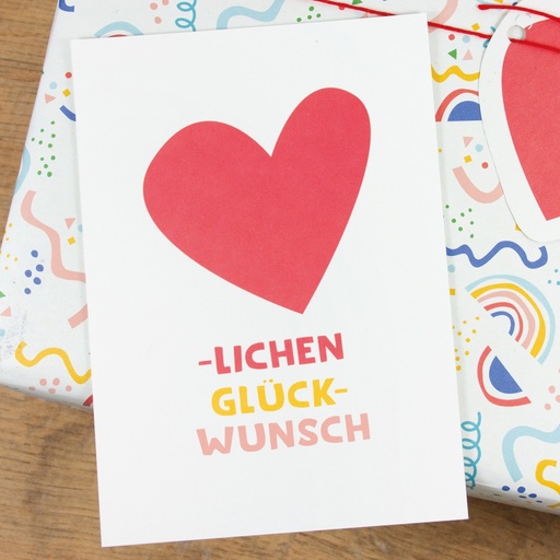 [2213183-9] Bow & Hummingbird - Postkarte - Herzlichen Glückwunsch (Herz) - Recyclingpapier