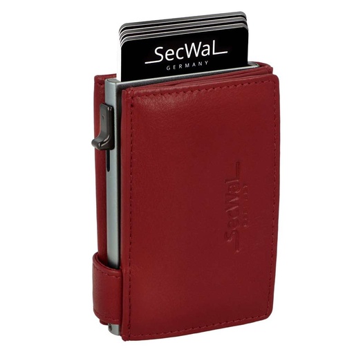 [SW3-07] SecWal - Kartenetui mit XXL Münzfach Wiener Schachtel rot Leder